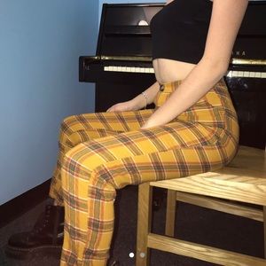 red/orange tartan plaid pants